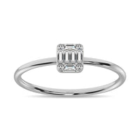 Thumbnail for Diamond 1/10 ct tw Round and Baguette Cut Ring in 10K White Gold