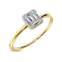 Thumbnail for Diamond 1/10 ct tw Round and Baguette Cut Ring in 10K Yellow Gold
