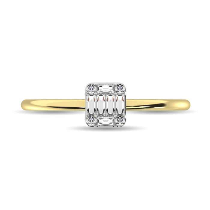 Diamond 1/10 ct tw Round and Baguette Cut Ring in 10K Yellow Gold