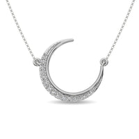 Thumbnail for Diamond 1/10 ct tw Round Cut Moon Necklace in 14K White Gold