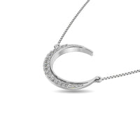 Thumbnail for Diamond 1/10 ct tw Round Cut Moon Necklace in 14K White Gold