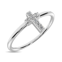 Thumbnail for Diamond 1/20 ct tw Round Cut Cross Ring in 10K White Gold