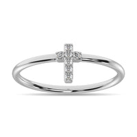 Thumbnail for Diamond 1/20 ct tw Round Cut Cross Ring in 10K White Gold