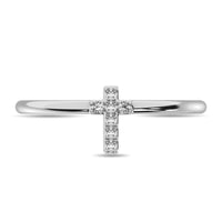 Thumbnail for Diamond 1/20 ct tw Round Cut Cross Ring in 10K White Gold