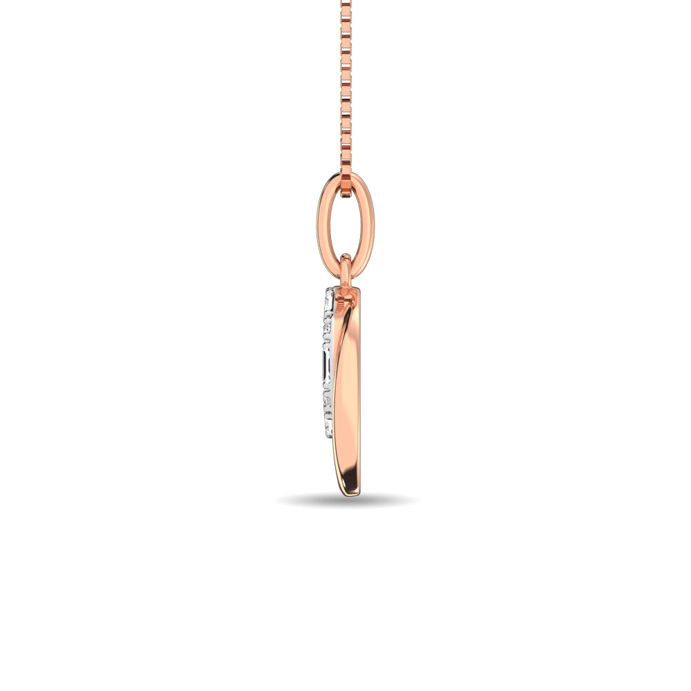 Diamond 1/10 Ct.Tw. Round and Baguette Fashion Pendant in 14K Two Tone Gold