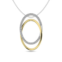 Thumbnail for Diamond 1/6 ct tw Oval Shape Pendant in 14K Two Tone Gold