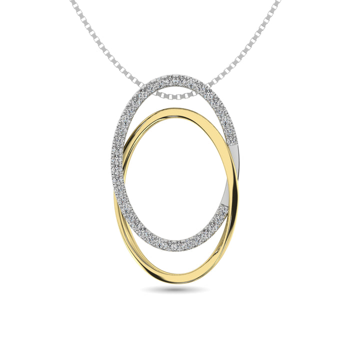 Diamond 1/6 ct tw Oval Shape Pendant in 14K Two Tone Gold