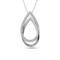 Thumbnail for Diamond 1/6 ct tw Tear Shape Pendant in 14K White Gold