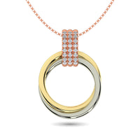 Thumbnail for Diamond 1/10 ct tw Circle Shape Pendant in 10K Three Tone Gold