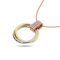 Thumbnail for Diamond 1/10 ct tw Circle Shape Pendant in 10K Three Tone Gold