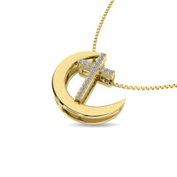 Thumbnail for Diamond 1/20 ct tw Moon and Cross Pendant in 10K Yellow Gold