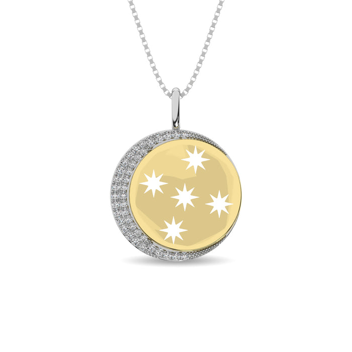 Diamond 1/10 ct tw Star and Circle Pendant in 10K Two Tone Gold