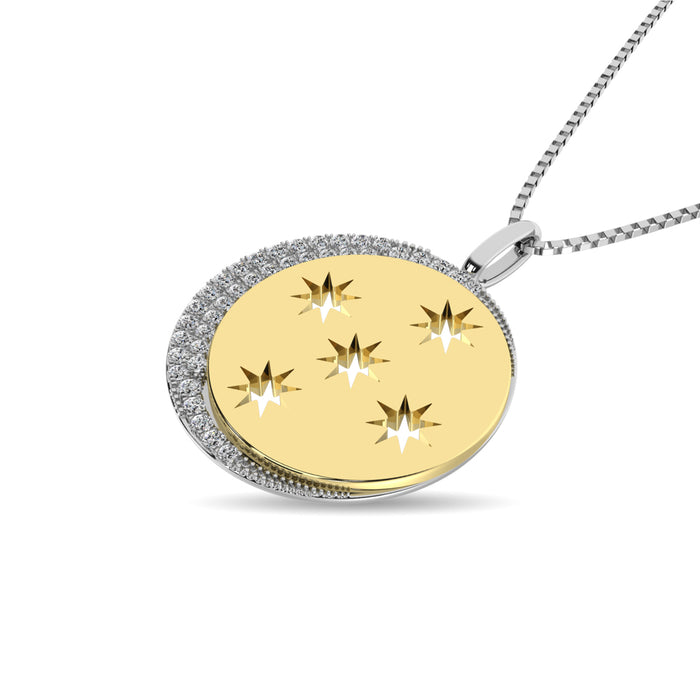 Diamond 1/10 ct tw Star and Circle Pendant in 10K Two Tone Gold