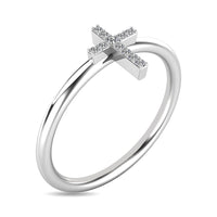 Thumbnail for Diamond 1/20 ct tw Cross Ring in 10K White Gold