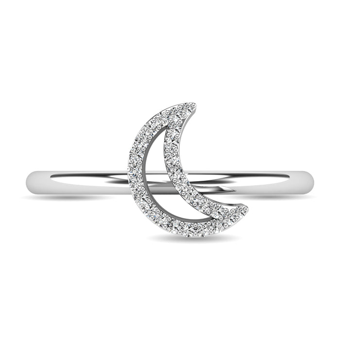 Diamond 1/20 ct tw Moon Ring in 10K White Gold