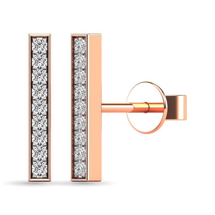 Diamond 1/20 ct tw Bar Earrings in 10K Rose Gold