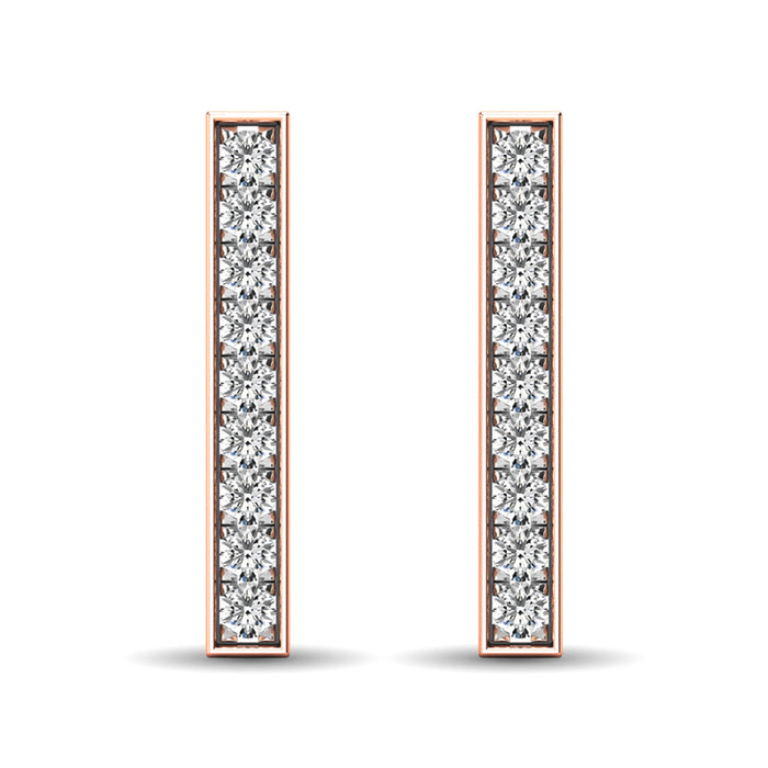 Diamond 1/20 ct tw Bar Earrings in 10K Rose Gold