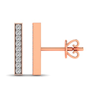 Thumbnail for Diamond 1/20 ct tw Bar Earrings in 10K Rose Gold
