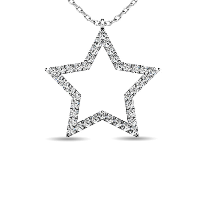 Diamond 1/8 ct tw Star Pendant in 10K White Gold