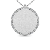 Thumbnail for Diamond 1/8 ct tw Circle Disc Matt Finish Pendant in 10K White Gold