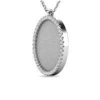 Thumbnail for Diamond 1/8 ct tw Circle Disc Matt Finish Pendant in 10K White Gold
