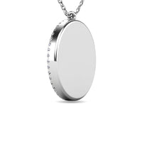 Thumbnail for Diamond 1/8 ct tw Circle Disc Matt Finish Pendant in 10K White Gold