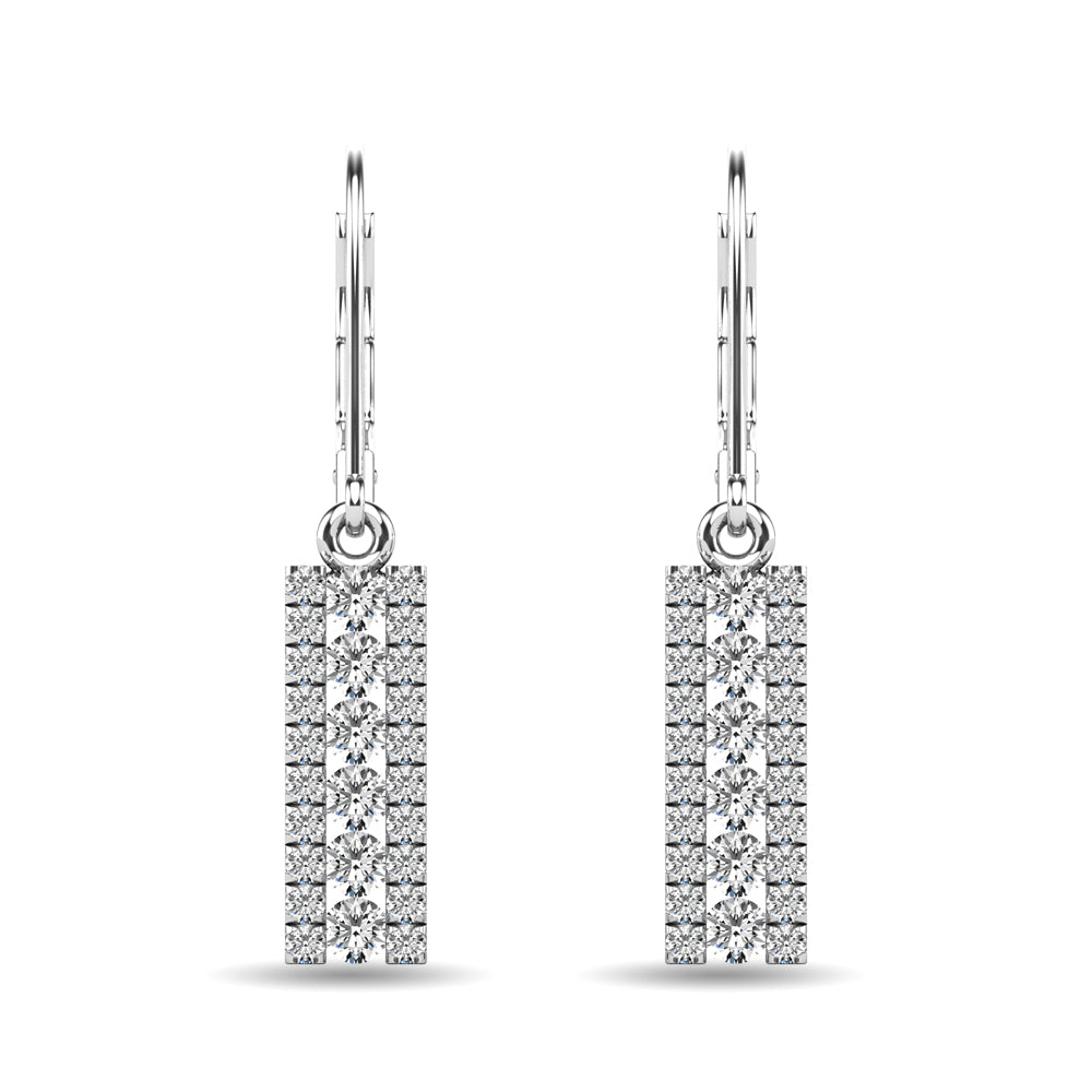 Diamond 1/2 ct tw Bar Earrings in 14K White Gold