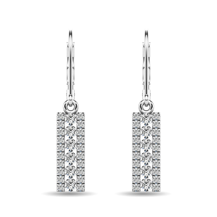 Diamond 1/2 ct tw Bar Earrings in 14K White Gold