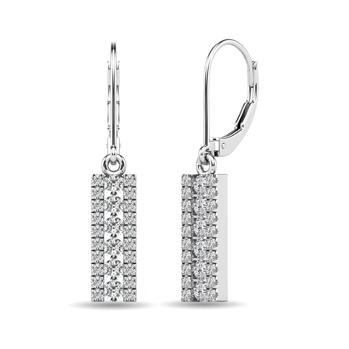 Diamond 1/2 ct tw Bar Earrings in 14K White Gold