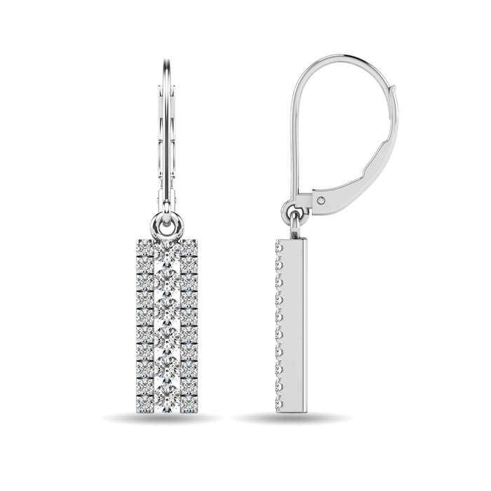 Diamond 1/2 ct tw Bar Earrings in 14K White Gold