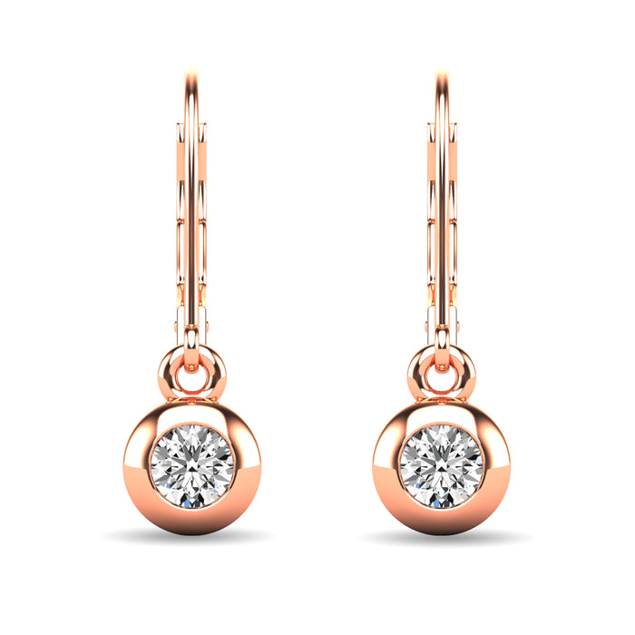 Diamond 1/10 ct tw Bezel Set Earrings in 10K Rose Gold