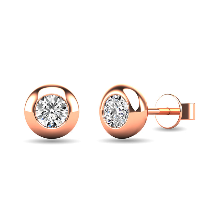 Diamond 1/10 ct tw Bezel Set Earrings in 10K Rose Gold