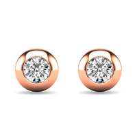 Thumbnail for Diamond 1/10 ct tw Bezel Set Earrings in 10K Rose Gold