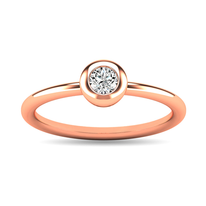 Diamond 1/10 ct tw Bezel Set Ring in 10K Rose Gold