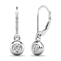 Thumbnail for Diamond 1/10 ct tw Bezel Set Earrings in 10K White Gold