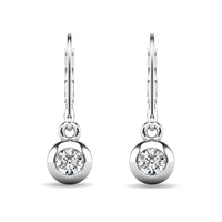 Thumbnail for Diamond 1/10 ct tw Bezel Set Earrings in 10K White Gold