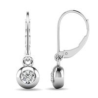 Thumbnail for Diamond 1/10 ct tw Bezel Set Earrings in 10K White Gold