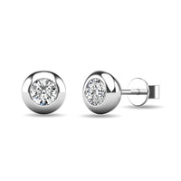 Thumbnail for Diamond 1/10 ct tw Bezel Set Earrings in 10K White Gold