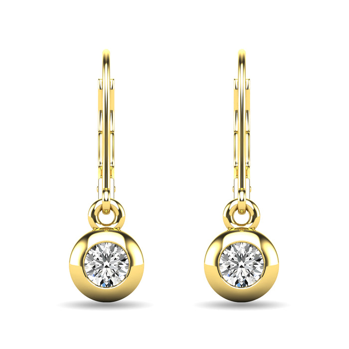 Diamond 1/10 ct tw Bezel Set Earrings in 10K Yellow Gold