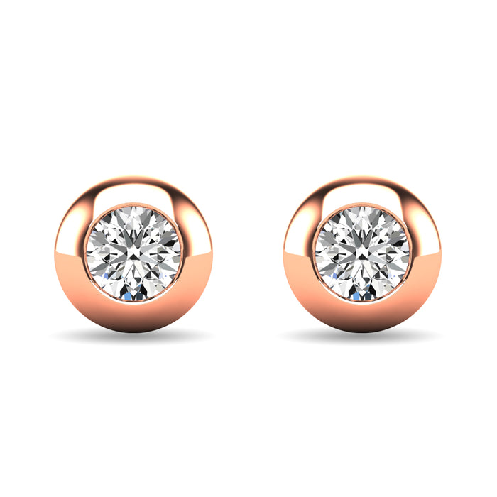 Diamond 1/10 ct tw Bezel Set Earrings in 10K Yellow Gold