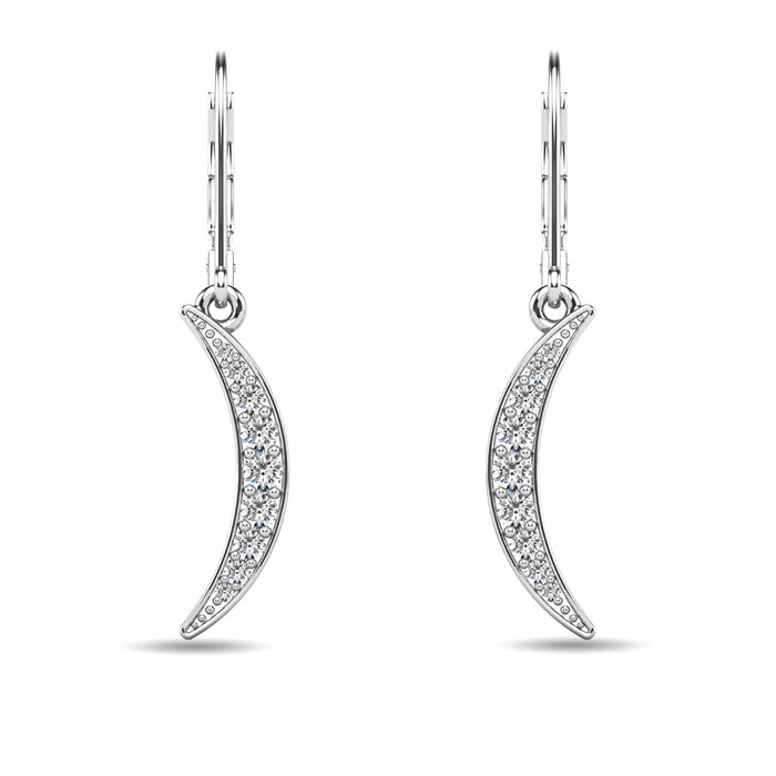 Diamond 1/6 ct tw Cresent Earrings in 10K White Gold