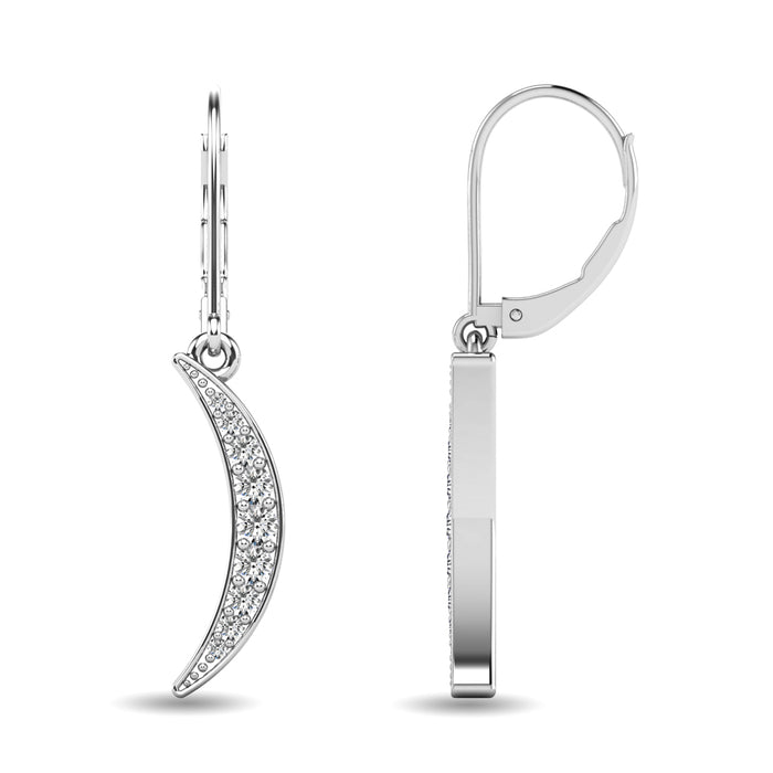 Diamond 1/6 ct tw Cresent Earrings in 10K White Gold