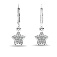 Thumbnail for Diamond 1/8 ct tw Star Dangle Earrings in 10K White Gold