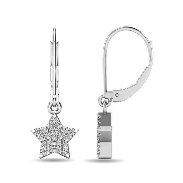 Diamond 1/8 ct tw Star Dangle Earrings in 10K White Gold