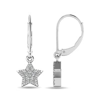 Thumbnail for Diamond 1/8 ct tw Star Dangle Earrings in 10K White Gold