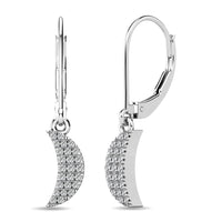 Thumbnail for Diamond 1/10 ct tw Moon Dangle Earrings in 10K White Gold