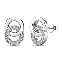 Thumbnail for Diamond 1/10 ct tw Circle Earrings in 10K White Gold