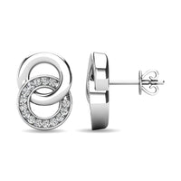Thumbnail for Diamond 1/10 ct tw Circle Earrings in 10K White Gold