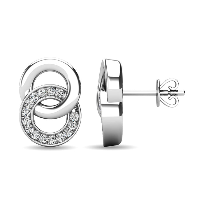 Diamond 1/10 ct tw Circle Earrings in 10K White Gold