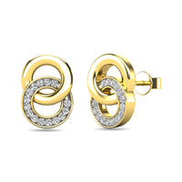 Thumbnail for Diamond 1/10 ct tw Circle Earrings in 10K Yellow Gold